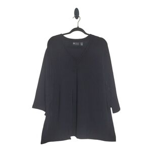 Maggie Barnes 4X Women’s Top Black 3/4 Sleeve Stretch Vneck